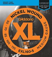 D'ADDARIO EXL160-5 NICKEL WOUND 5-STRING BASS, MEDIUM, 50-135, LONG SCALE